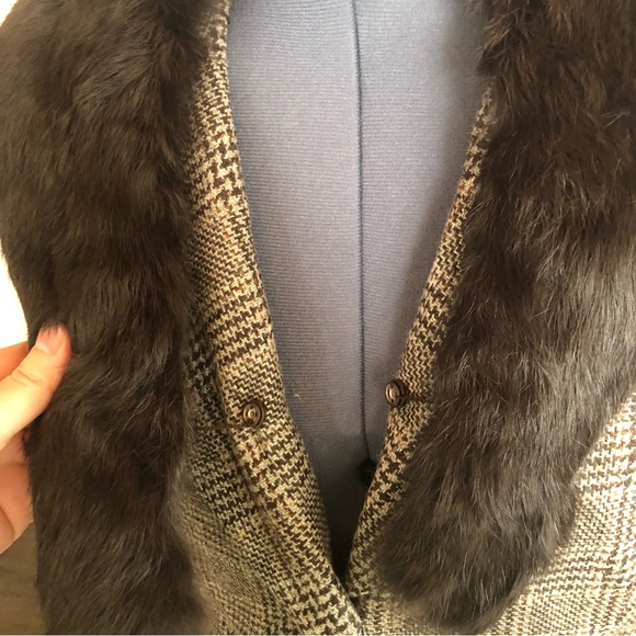 Juicy Couture Wool Tweed Blazer Removable Rabbit Fur Collar Vintage Y2k Rare - Picture 6 of 16